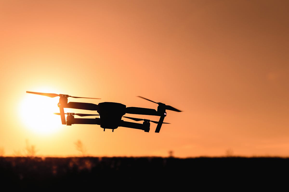 Drone performing rooftop inspection