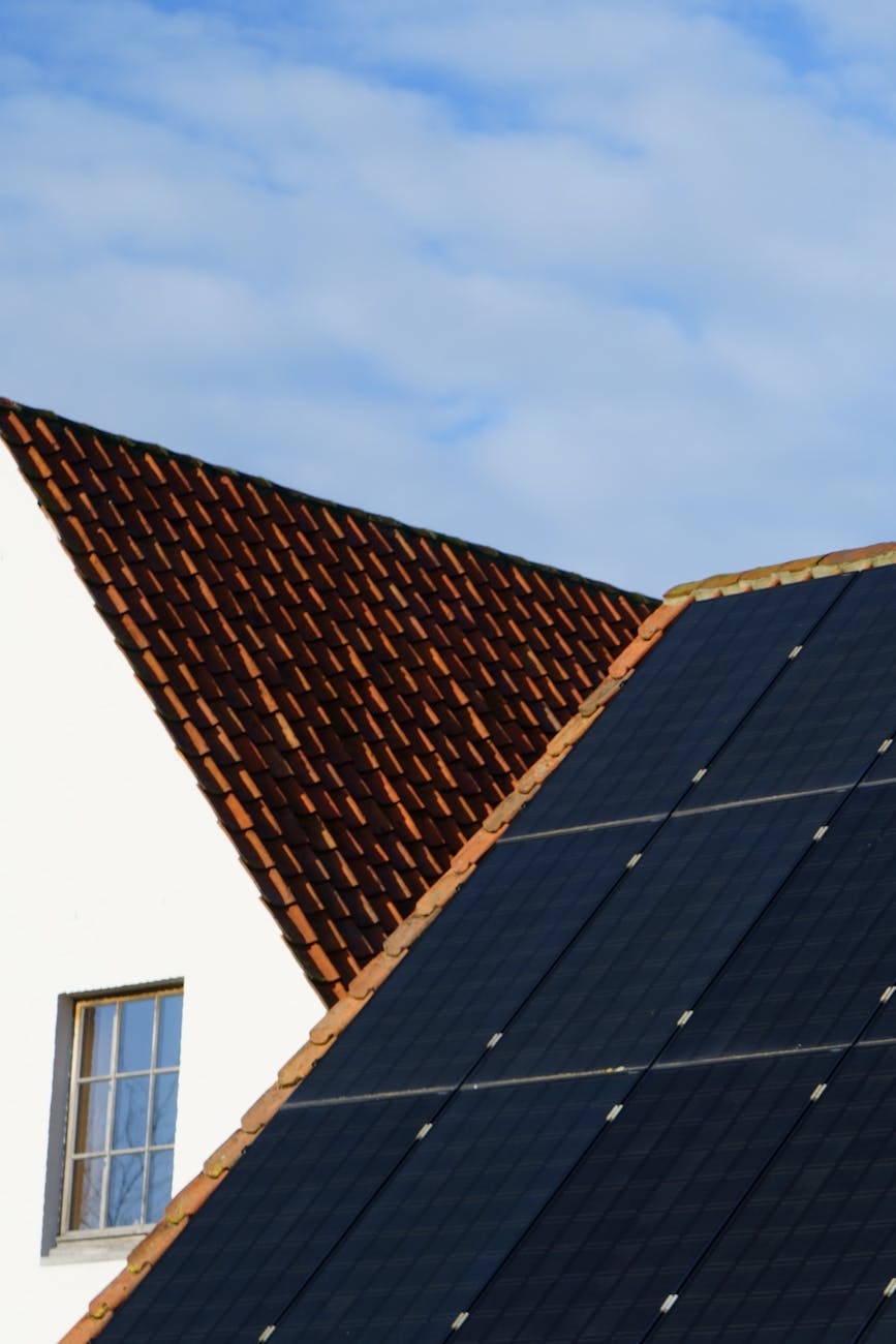 Solar panels on residential roof